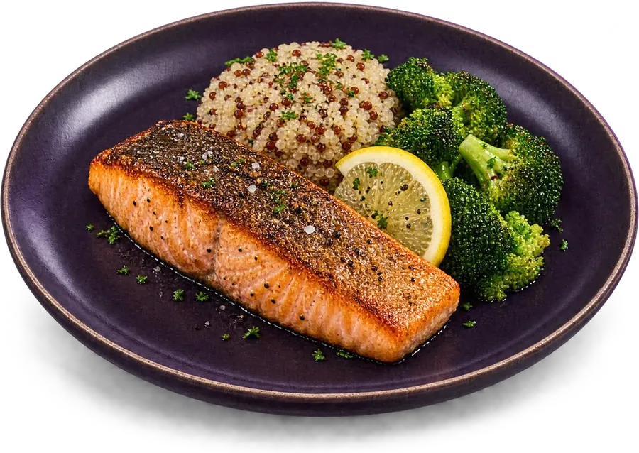 Lachs mit Quinoa und Brokkoli, ein Rezept aus der Lavendel-App